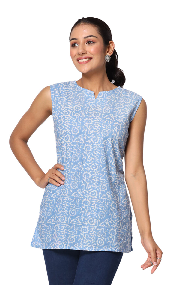 Angiya Womens Plus Size Cotton Floral Printed Short Kurti Tops & Tunics