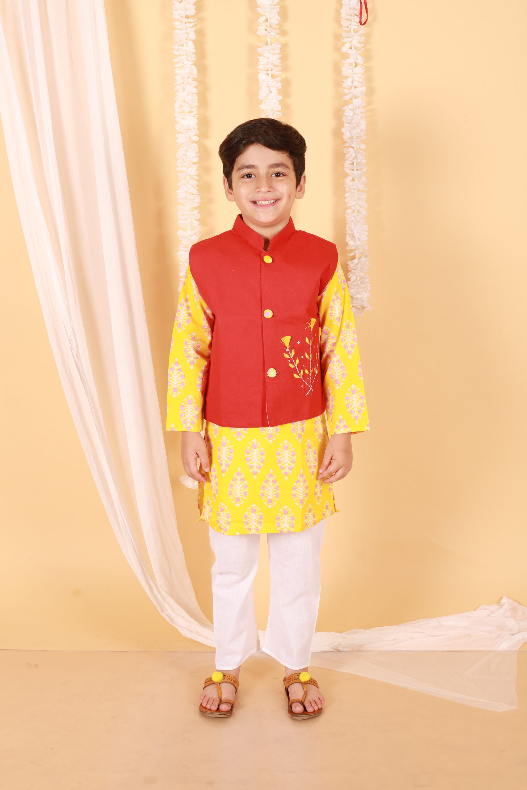Buy Lemon Drop Yellow Self Patterned Kurta Jacket Set Online in India  @Manyavar - Kurta Jacket Set for Men | Half jacket, Jackets, Lemon drop